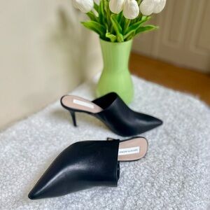 Saks Fifth Avenue Black leather mules